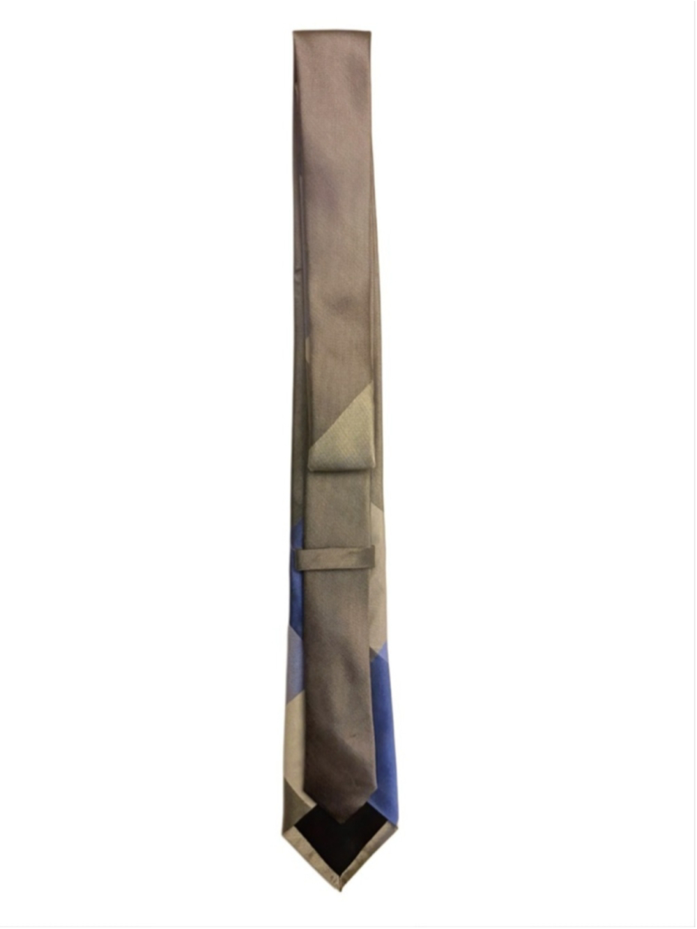 Express Grey and Blue Geometric Silk Tie - Picture 3 of 3